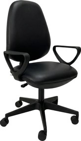 Cadeira Operativa WorkLite Braços Semi-Pele Preto – Conforto e Ergonomia Riva Office