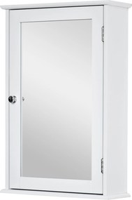 Armário de parede para casa de banho com espelho 41 x 14 x 60 cm com1 porta, 2 prateleiras - MDF branco