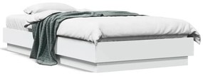 Estrutura de cama com luzes LED 90x190 cm branco