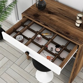 Mesa de Maquilhagem Lizbon – Noz/Branco – 70 cm x 40 cm x 84,7 cm