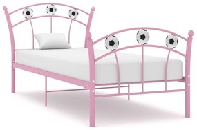 Estrutura de cama com design de futebol 90x200 cm metal rosa