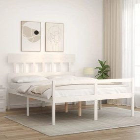 Estrutura de cama com cabeceira 160x200 cm madeira maciça