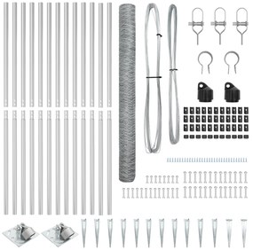 Conjunto de Cercas Conjunto de 2 Aço galvanizado 25 x 1,5 m