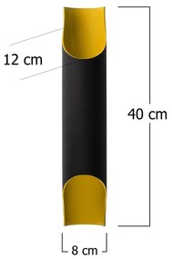 Candeeiro de Parede Efsun - Preto - Diâmetro 8cm, Altura 40cm
