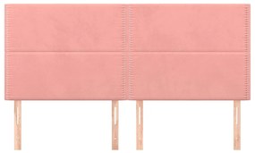 Cabeceira de cama 4 pcs veludo 100x5x78/88 cm rosa