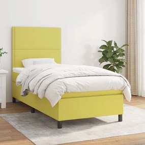 vidaXL Cama com molas/colchão 80x200 cm tecido verde