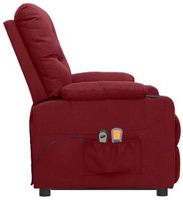 Poltrona elevatória de massagens tecido vermelho tinto