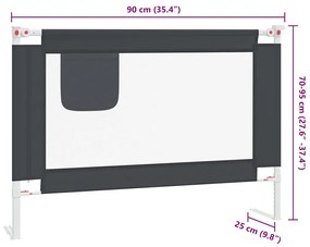Barra segurança p/ cama infantil tecido 90x25 cm cinza-escuro