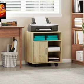 Armário de Escritório 60x50x65,5 cm  para Impressora Multifuncional com Prateleiras e Amplo Espaço de Armazenamento Madeira