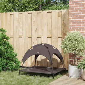 Cama Elevada para Cão da com Telhado Removível Castanho L Aço