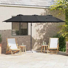 vidaXL Guarda-sol cantilever de jardim com bloqueio Preto Largo