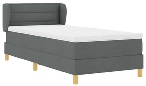 Cama Box Spring com Colchão - Cinza Escuro, 90x190 cm, Tecido