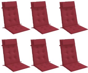 Almofadões p/ cadeira encosto alto 6 pcs oxford vermelho tinto