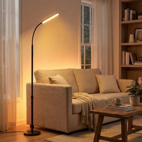 Candeeiro de pé com altura ajustavel 22 x 22 x (141–175 cm) cm Preto mate