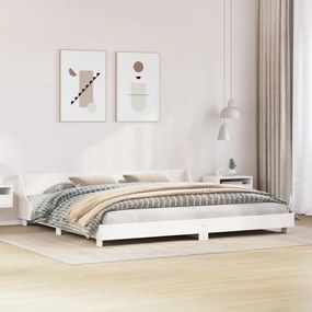 Estrutura de cama com cabeceira 200x200 cm pinho maciço branco