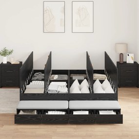 Estrutura de Cama com Arrumação Carvalho Preto 140x190 cm