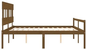 Cama para idosos c/ cabeceira 200x200 cm madeira castanho-mel