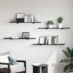 Prancha de Estante para Livros 4 pcs Preto 100 x 40 x 1.5cm