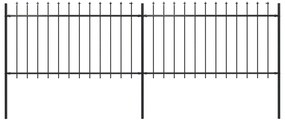 vidaXL Cerca de jardim com topo em forma de lança em aço 359x100 cm, preta