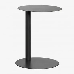 Mesa Auxiliar Para Jardim Redonda Ø40 Cm Em Aço Yannik Cinza Granito - Sklum