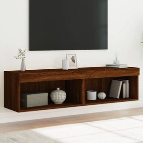 vidaXL Móveis de TV c/ luzes LED 2 pcs 60x30x30 cm carvalho castanho