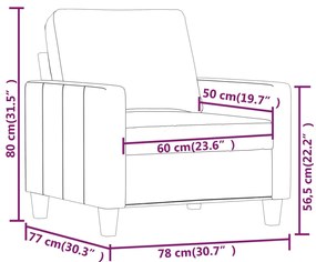 Poltrona 60 cm couro artificial cappuccino