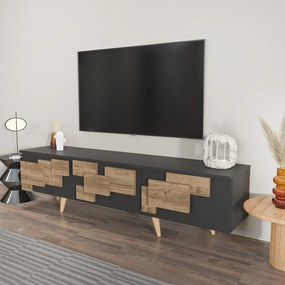 Móvel TV 3D – Antracite e Nogueira – 160 cm x 45 cm x 35 cm