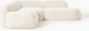 Sofá de canto modular em teddy com chaise longue Wolke (4 lugares)