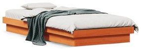 vidaXL Estrutura de cama c/ LEDs 90x190 cm pinho maciço castanho mel