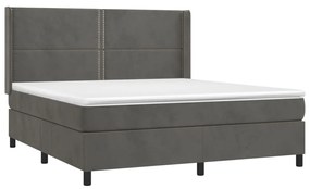 Cama box spring c/ colchão/LED 180x200cm veludo cinzento-escuro