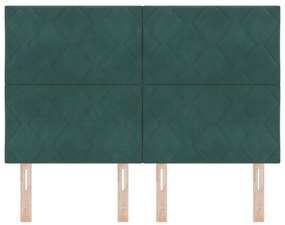 Cabeceira Design de Blocos de Diamante Verde Escura 160 cm Veludo