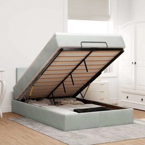 vidaXL Estrutura de cama otomana com colchão cinza claro Veludo