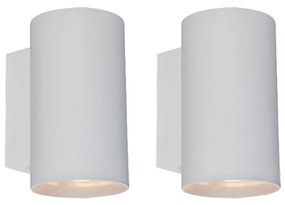 Conjunto de 2 Apliques de Parede Modernos Brancos Redondos 2-luzes - Sandy