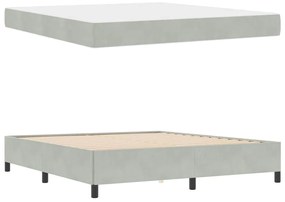 Estrutura da Cama Branco e Cinza Claro 180 x 200 cm Veludo