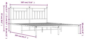 Estrutura de cama em metal com cabeceira 180x200 cm preto
