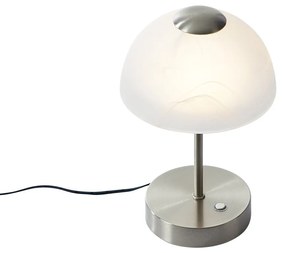 Candeeiro de Mesa Design Aço com Vidro Opal Incl. LED Regulável - Joya Design