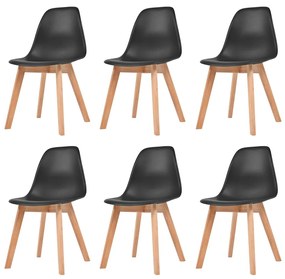 Cadeiras de jantar 6 pcs plástico preto