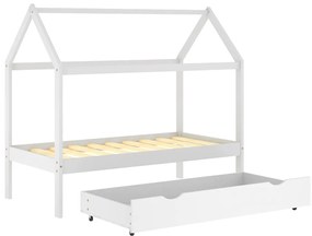 Cama para crianças c/ gaveta 80x160 cm pinho maciço branco