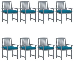 vidaXL Cadeiras de jardim c/ almofadões 8 pcs acácia maciça cinzento