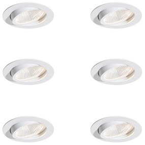 Set van 6 inbouwspots wit 9,5cm incl. LED 1300 lm dimbaar IP23 - Gaius Moderno