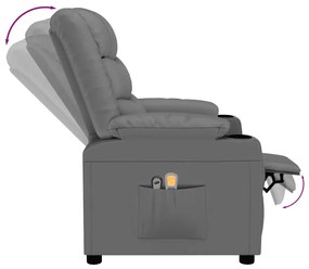 Poltrona de massagens elétrica couro artificial cinzento