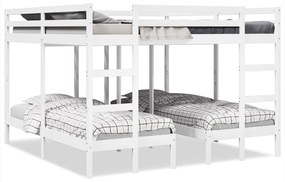 vidaXL Beliche triplo 200x200/80x200 cm madeira de pinho maciça branco
