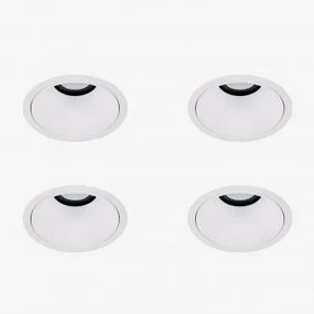 Pack De 4 Downlights Led Embutidos Com Molduras Redondas Ø8 Cm Em Alumínio Luisiana Branco & Branco Frio 4000k & 10 W & 38º - Sklum