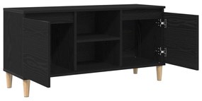 Estante de TV vidaXL com perna de madeira Preto Carvalho 102x35x50 cm
