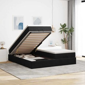 Estrutura de cama otomana com colchões 160x200 cm veludo preto