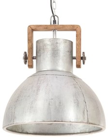 Candeeiro suspenso industrial redondo 25 W 40 cm E27 prateado