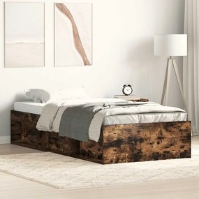 Estrutura de cama solteiro 75x190 cm carvalho fumado
