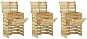 Caixa de compostagem ripada 3 pcs 80x50x100 cm pinho impregnado