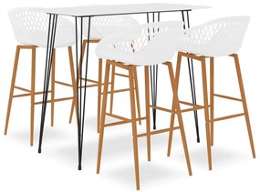 vidaXL 5 pcs conjunto de bar branco