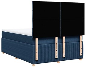 Cama com molas/colchão 140x200 cm tecido azul
